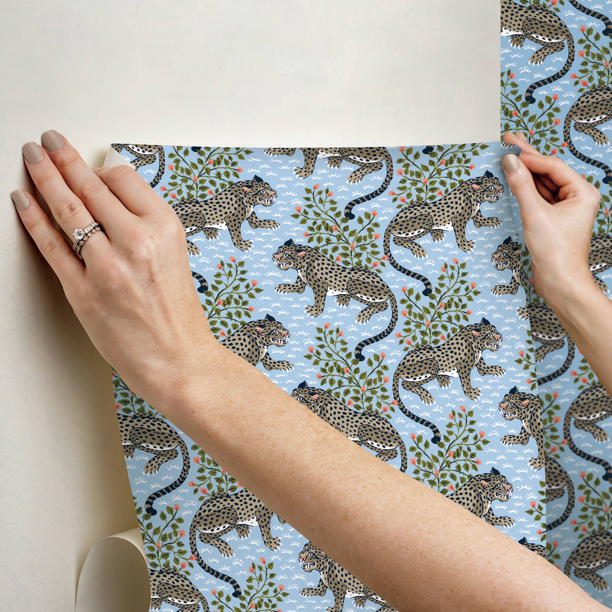 PrintFresh Bagheera Light Blue Peel & Stick Wallpaper